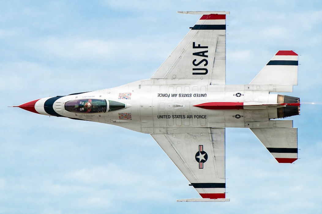 The U.S. Air Force Thunderbirds perform an aerial demonstration.