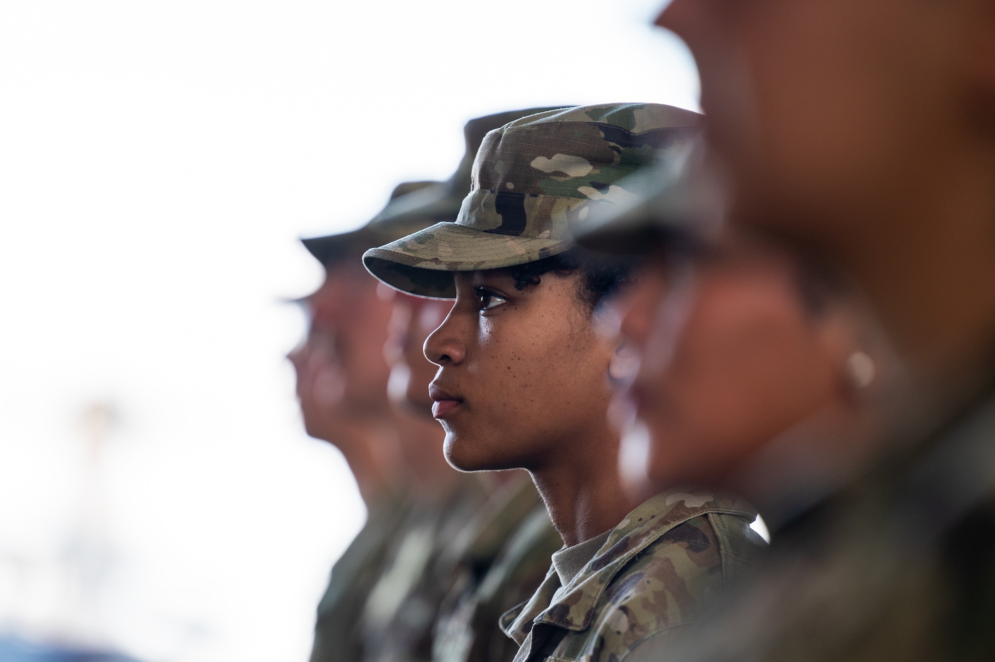 Airmen from the 58th Special Operations Wing stand in formation during the 58 SOW change of command ceremony at Kirtland Air Force Base, New Mexico, June 24, 2026. The change of command ceremony marked the official departure of outgoing commander Col. Jason Allen and the introduction of incoming commander Col. Jeff McMaster. (U.S. Air Force photo by Senior Airman Donnell Schroeter)