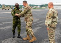 Senior leaders from the Côte d'Ivoire Armed Forces, accompanied by Pennsylvania National Guard leadership, receive a demonstration of capabilities during a tour of multiple facilities at Fort Indiantown Gap, Pennsylvania, June 26, 2026.