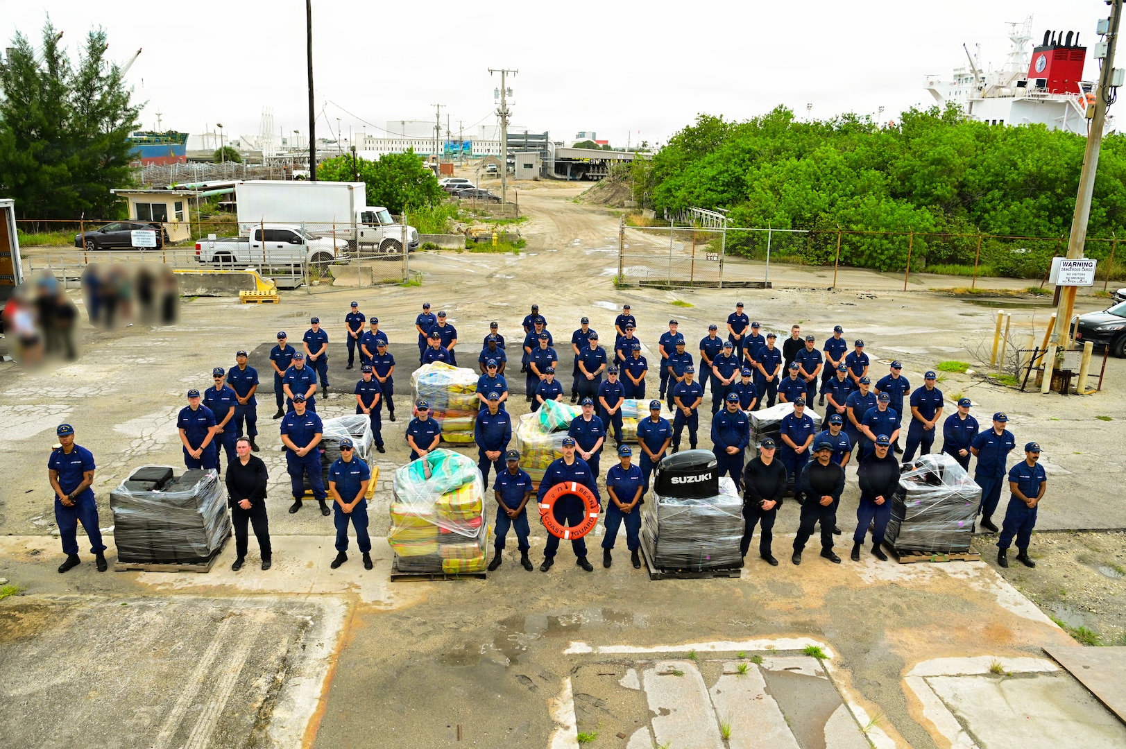 Coast Guard Cutter Bear’s (WMEC 901) crew members seize approximately 7,720 pounds of cocaine and 4,000 pounds of marijuana worth more than $63 million at Port Everglades, Florida June 26, 2026. Coast Guard Cutter Bear is a 270-foot, medium endurance cutter homeported in Portsmouth, Virginia under U.S. Coast Guard Atlantic Area Command. (U.S. Coast Guard video by Seaman Christopher Moret)