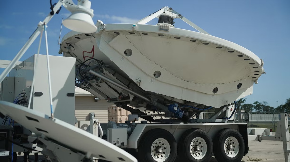 L3Harris Meadowlands Production UnitToggle creditThe Meadowlands system, a compact and mobile version of the CCS, uses ground-based radio frequency units to disrupt satellite communications.