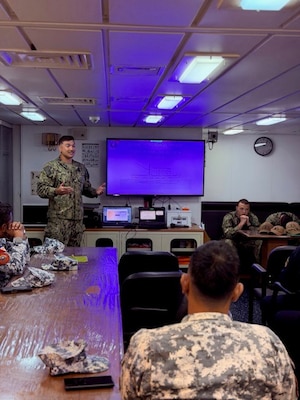 U.S. Coastguardsmen assigned to Sentinel-class fast response cutter USCGC Emlen Tunnell (WPC 1145) conduct damage control training with members of the Armed Forces of the Philippines as part of the Maritime Cooperative Activity (MCA) in Subic Bay, Philippines, June 26, 2026.