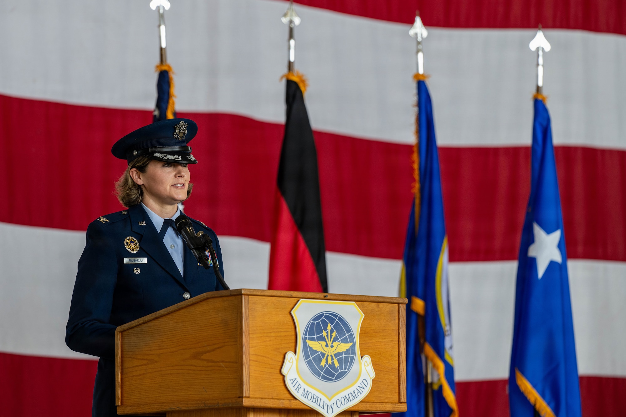 New commander speaks during change of command.
