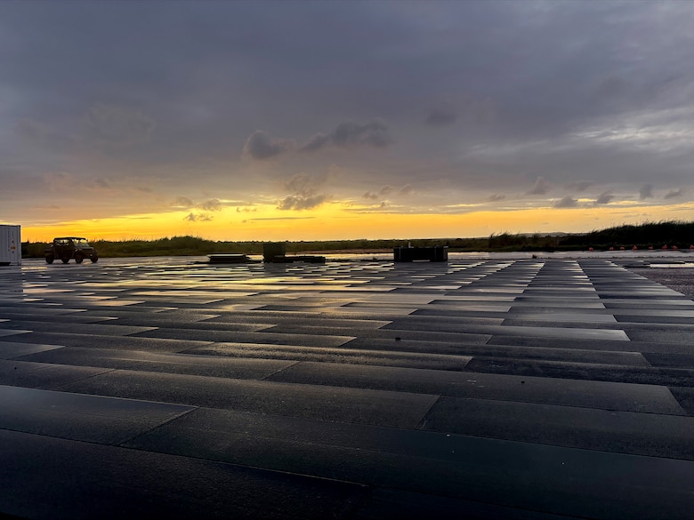 A lightweight expeditionary airfield matting system, designed by ERDC, was recently deployed and tested alongside the U.S. Air Force in Guam. The Airfield Mat Lightweight system, or AML, is an expeditionary airfield matting capability designed to reduce logistics burdens, accelerate deployment and give Warfighters more flexibility in austere environments.
