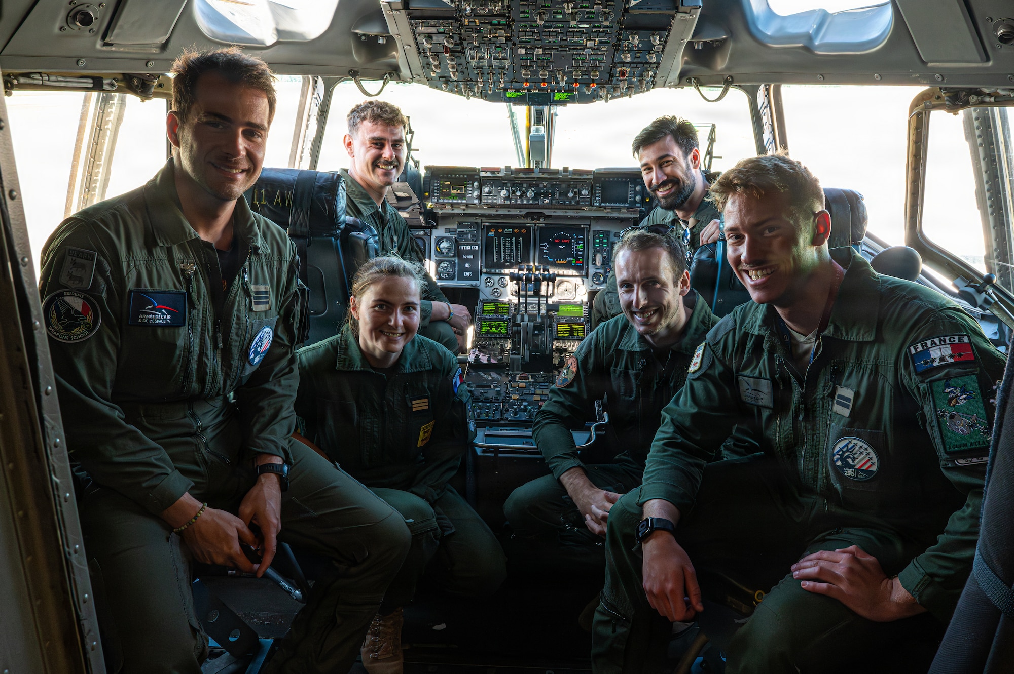 French Air Force service members pose for a photo