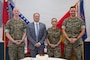 U.S. Marine Corps leaders with 2nd Network Battalion and Marine Corps Cyberspace Operations Group, pose for a photo during the 2nd Network Bn’s 5th birthday ceremony at Marine Corps Base Camp Lejeune, North Carolina, June 3, 2026. 2nd Network Bn was activated on June 3, 2021, to ensure the operation of a resilient network that enables mission execution in the face of persistent cyber threats. (U.S. Marine Corps photo by Lance Cpl. Alyssa J. DeCrane)