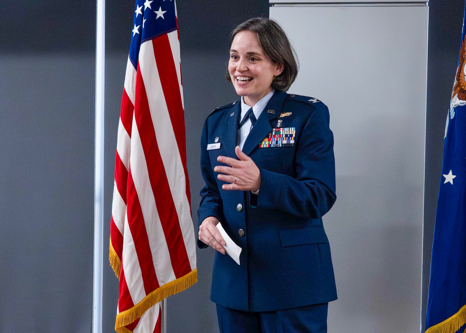 U.S. Air Force Col. Shawn Garcia, commander of the Lackland Medical Group, delivers remarks during the activation ceremony for the Lackland Mental Health Squadron at Wilford Hall Ambulatory Surgical Center, Joint Base San Antonio-Lackland, Texas, June 25, 2026.