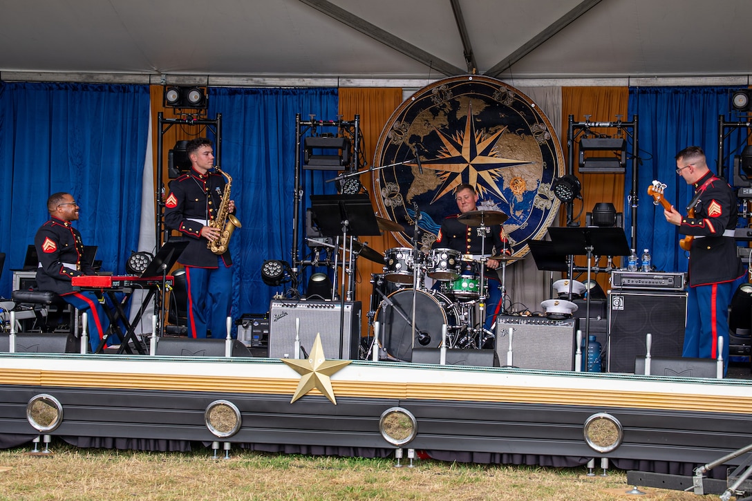 NORFOLK, Va. (June 19, 2026) Marines assigned to the 2nd Marine Aircraft Wing Band perform jazz music during the Norfolk Harborfest Parade of Sail in Norfolk, Virginia, June 19, 2026. Sail 250 Virginia is part of Sail 250 America, a global gathering of tall ships and military ships commemorating the 250th anniversary of the founding of the United States. Fleet Exercise (FLEETEX) 250 represents the United States’ commitment to layer defense of the homeland through forward-deployed forces and reinforces interoperability with allies and partners through collective maritime security. (U.S. Navy photo by Mass Communication Specialist 2nd Class Justin McTaggart)