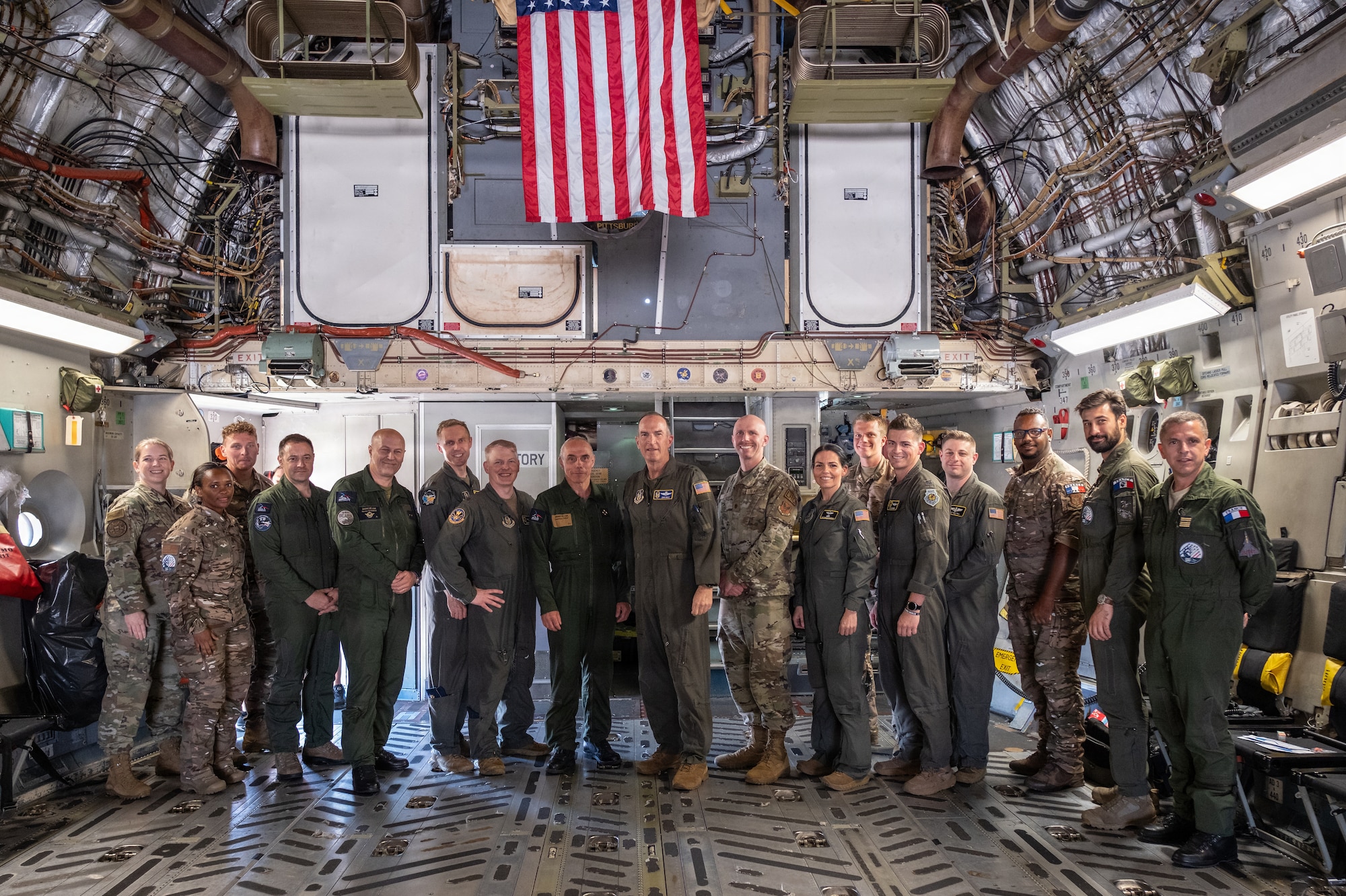 Airmen from AFRC and FASF, stand in a C-17 Globemaster III