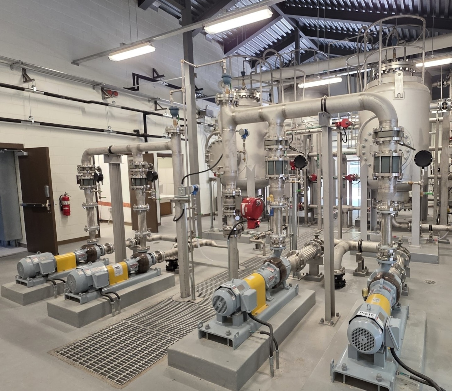 Interior view of the new Water Treatment Plant at Chinhae Naval Base, showcasing the modernized treatment tanks, pumps, and distribution piping. The facility features advanced systems designed to enhance water security, reliability, and operational resilience for service members and families on base. The project turnover to the U.S. Navy is scheduled for late June 2026. (U.S. Army photo by U.S. Army Corps of Engineers Far East District)