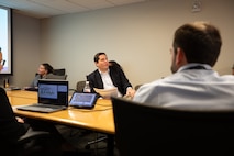 David Macht, PAE SSP's Director, Mission Support, speaks at a PAE SSP's Newcomer Onboarding Workshop session in April. This session dives into how PAE SSP fits within the Department of War, including its relationships to both higher and lower echelons.