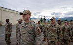 U.S. Financial Management Airman participate in an open ranks inspection during Exercise Arctic Ledger at Joint Base Elmendorf-Richardson, Alaska, June 13, 2026