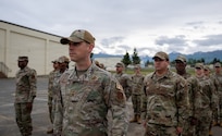 U.S. Financial Management Airman participate in an open ranks inspection during Exercise Arctic Ledger at Joint Base Elmendorf-Richardson, Alaska, June 13, 2026