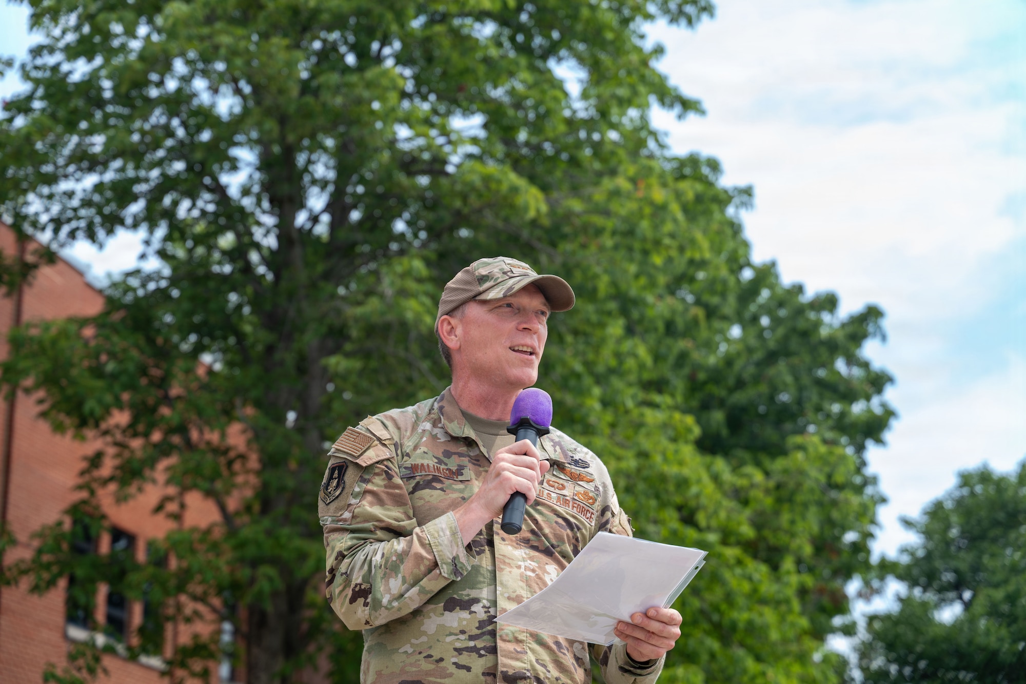 U.S. Air Force Col. Ryan G. Walinski,the 316th Wing deputy commander, delivers opening remarks