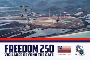 DAF Safety Freedom 250: Vigilance beyond the gate. U.S. Air Force Air Demonstration Squadron “Thunderbirds”, fly past Artemis II at Kennedy Space Center, Fla., Feb. 12, 2026. From precision flight overhead to astronauts bound for space, both the Thunderbirds and Artemis II are a celebration of Americans who dared to explore and push the boundaries of what is possible.