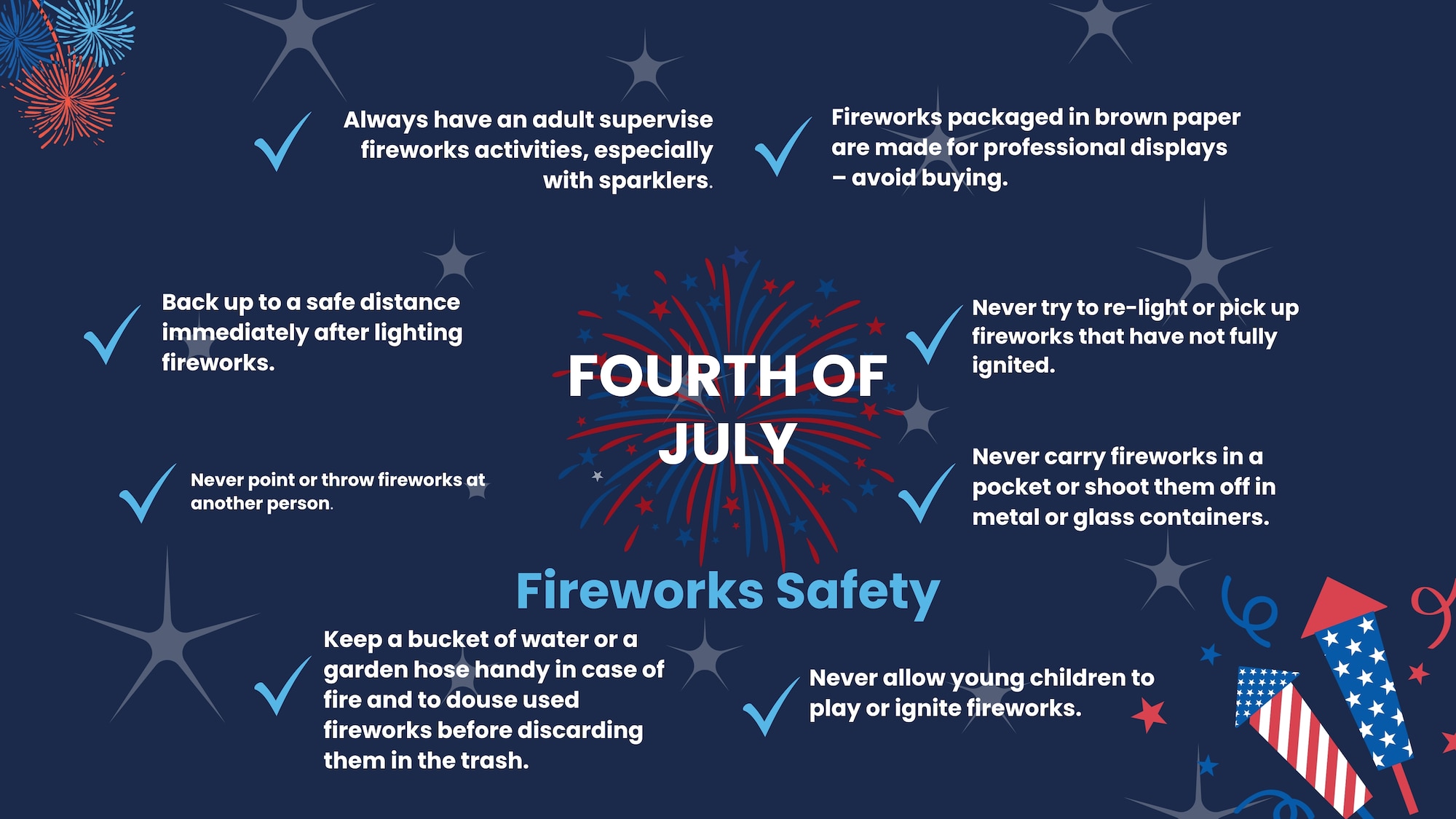 Graphic about fireworks safety for the upcoming Fourth of July