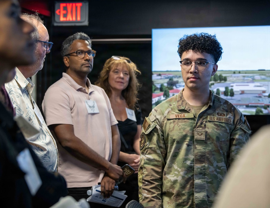 Honorary commanders learn about air traffic control.