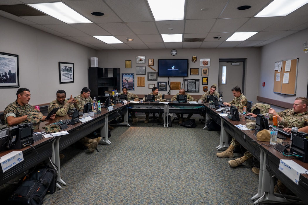 U.S. service members assigned to the Air Force Combat Ammunition Center Class 26-006 sit in a classroom at Beale Air Force Base, California, June 11, 2026.