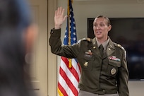 Col. Michelle M. Williams, U.S. Army Financial Management Command commander, speaks about leadership to 19 students participating a Future Presidents of America program at the Benjamin Harrison Presidential Site in Indianapolis June 30, 2026. The site’s Future Presidents of America program is a youth leadership camp with a mission of developing individual confidence, civic literacy and good citizenship to reveal the exceptional qualities of character that make for great presidents and leaders. (U.S. Army photo by Mark R. W. Orders-Woempner)