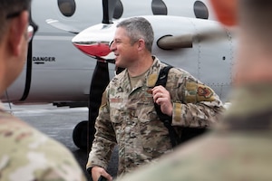 U.S. Air Force Lt. Gen. Mike Conley arrives at Yokota Air Base, Japan, June 25, 2026.