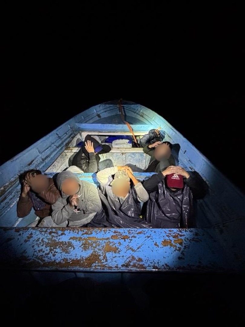 A Coast Guard Cutter Forrest Rednour (WPC 1129) boarding team interdicts a suspected alien vessel March 1, 2026.