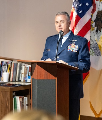 Brig. Gen. Steven B. Rice, Assistant Adjutant General-Air, Illinois National Guard, shares a story of cousins who served in the Illinois Army National Guard and were two of the nearly 1,400 Illinois National Guard Soldiers and Airmen deployed to Saudi Arabia during Desert Storm.