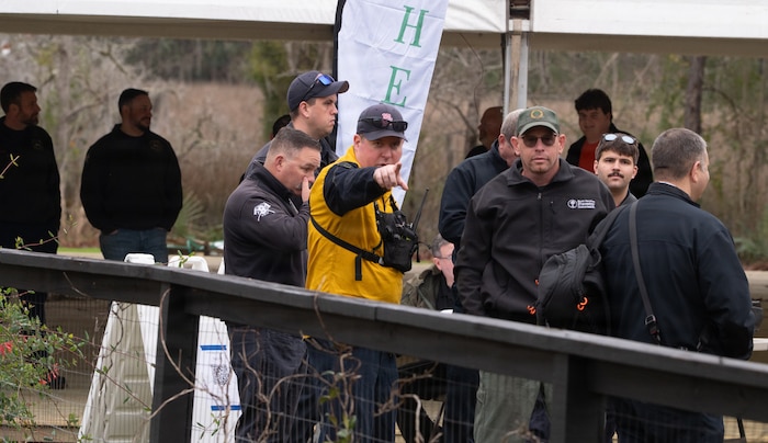 Fire Department members attend a training session.