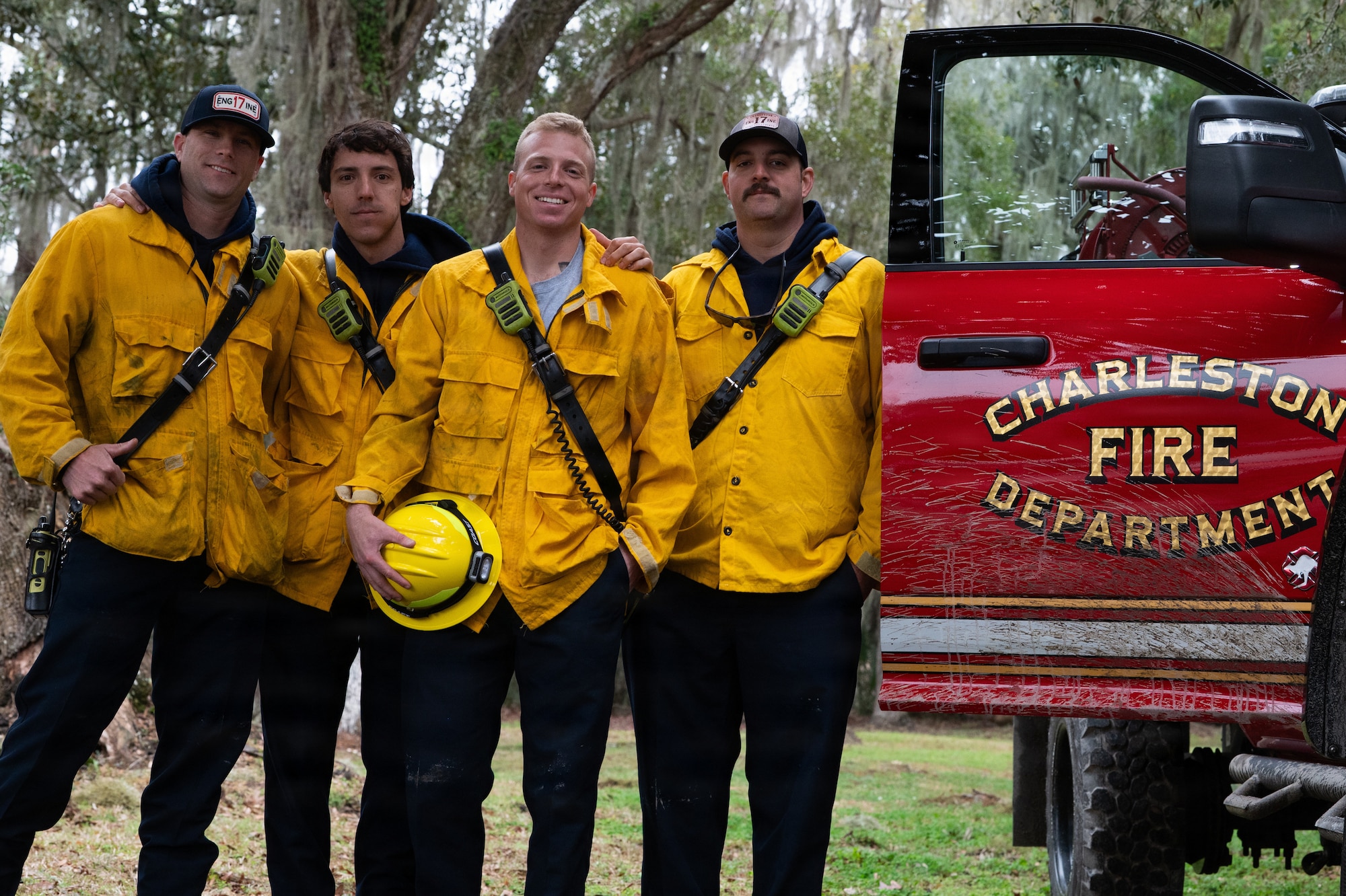 Charleston Fire Department members pose for a photo.