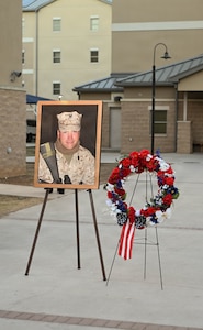 The Navy Medicine Training Support Command held a memorial service for Hospital Corpsman Third Class John T. Fralish at Joint Base San Antonio-Fort Sam Houston, Texas, Feb. 6, 2026. This year marks the 20th anniversary of Fralish’s passing during the War on Terror. (U.S. Navy photo by Mass Communication Specialist Seaman Apprentice Christine Walters).