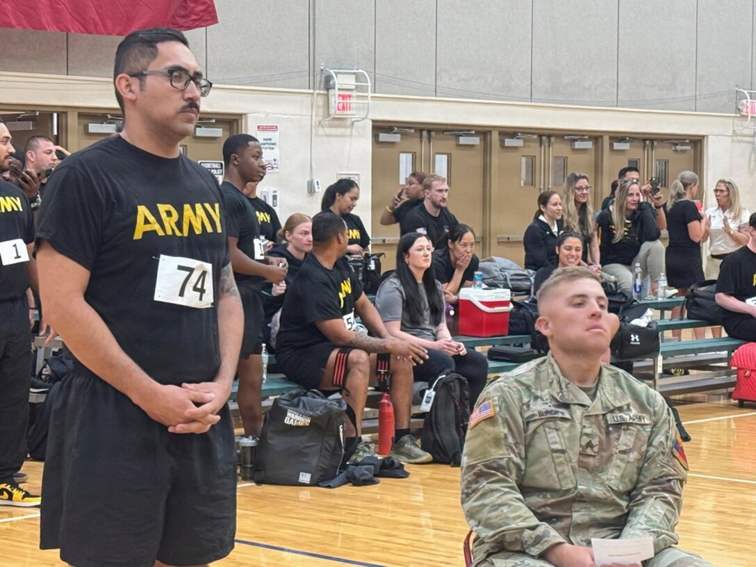 U.S. Army Sgt. Jose Villasenor, assigned to the Soldier Recovery Unit at Fort Bragg, waits to compete during the powerlifting event at the 2026 Army Trials at Fort Bliss, Texas, Feb. 27, 2026.