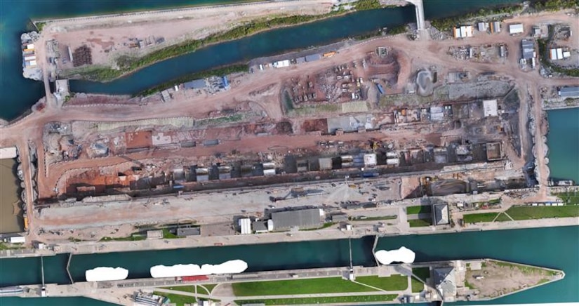 Aerial view of Soo construction
