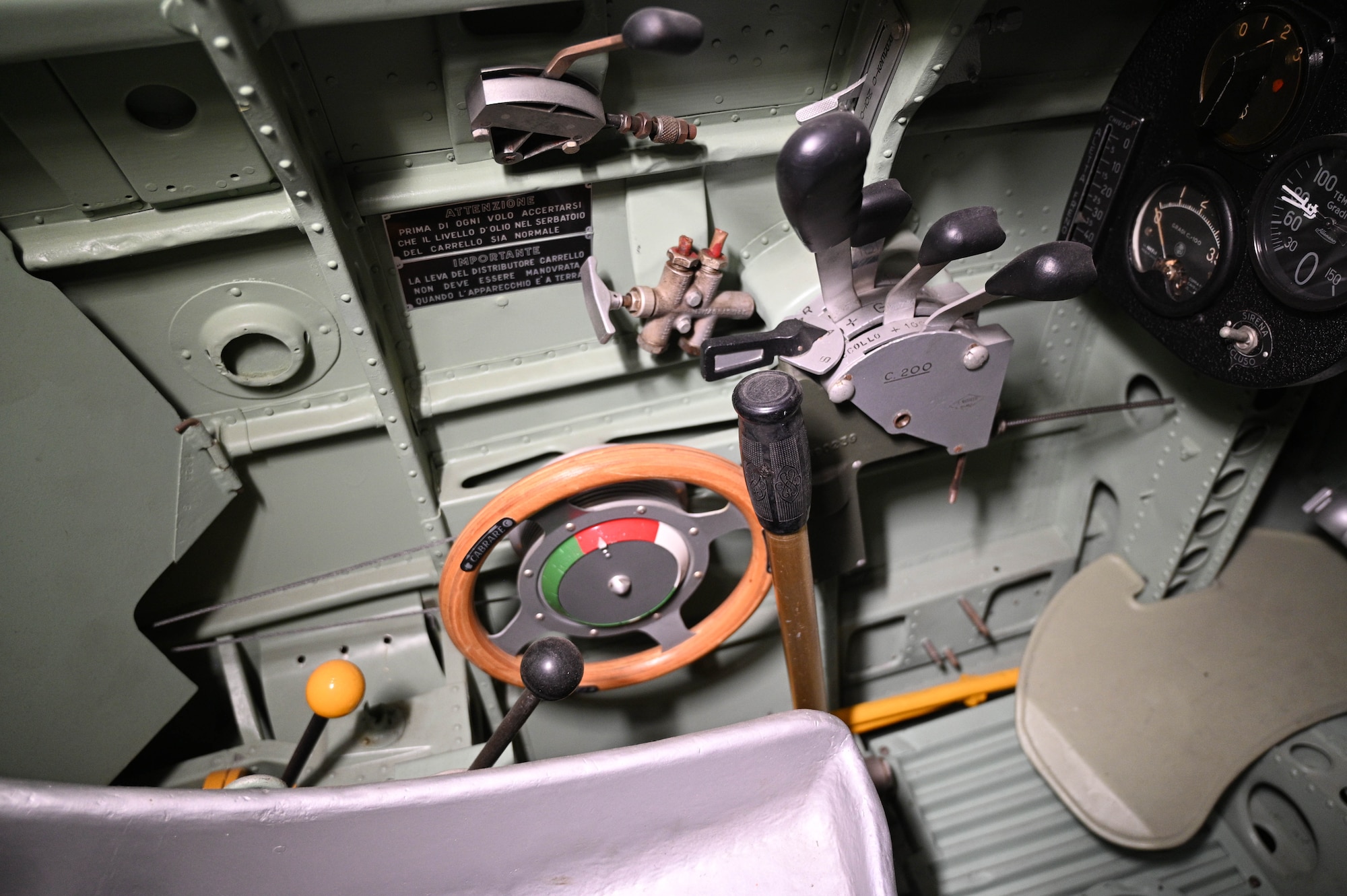 Macchi MC.200 Saetta interior cockpit view.