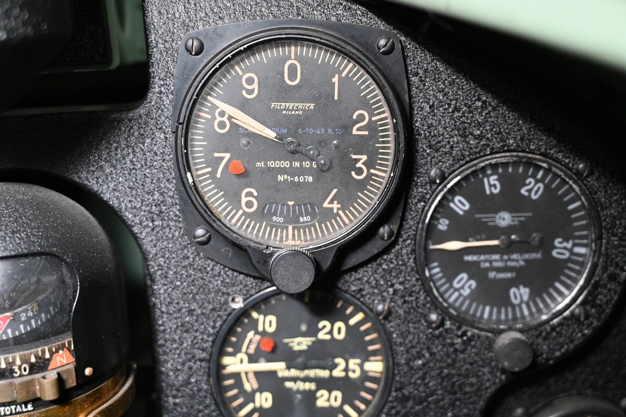 Macchi MC.200 Saetta interior cockpit view.