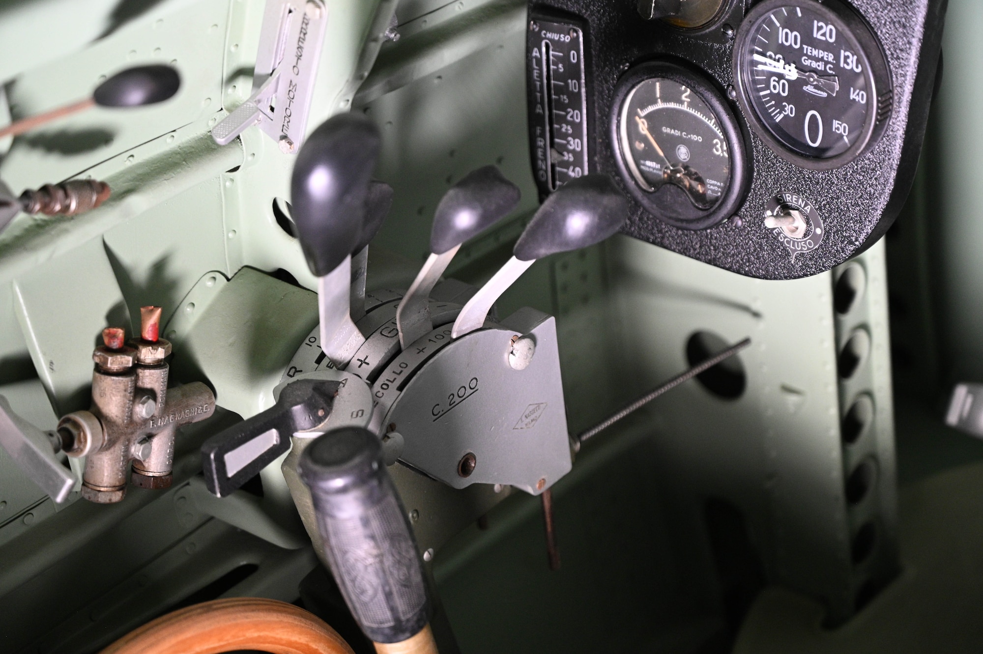 Macchi MC.200 Saetta interior cockpit view.