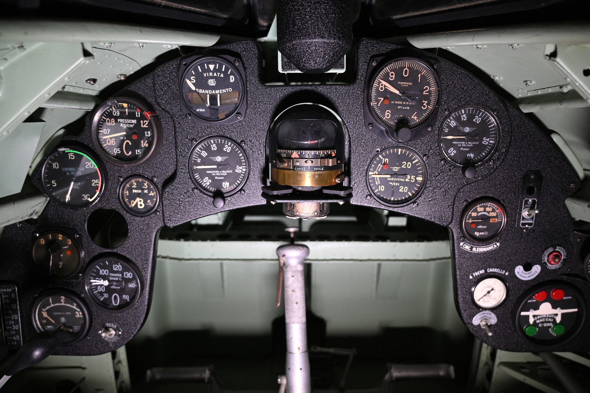 Macchi MC.200 Saetta interior cockpit view.