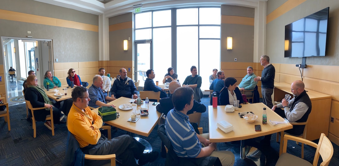 Naval Surface Warfare Center, Carderock Division hosted leadership from the Webb Institute on Feb. 26, 2026. Guests participated in technical tours and strategic discussions, strengthening a historic partnership in naval architecture and marine engineering. Carderock, the Navy’s innovation and ship design powerhouse, headquartered in West Bethesda, Maryland is a world-class research and development facility specializing in critical ship and ship systems design. (U.S. Navy photo provided by Rorie Zuzick)