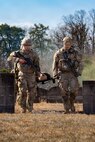 U.S. Soldiers participate in a culminating event exercise as a part of the 68W Healthcare Specialist Military Occupational Specialty Transition course at Fort Indiantown Gap, Pennsylvania, March 1, 2026. The course is conducted by the 166th Regiment - Regional Training Institute's Medical Battalion Training Site and prepares Soldiers to be combat medics. (U.S. Army National Guard photo by Sgt. Kayden Bedwell)