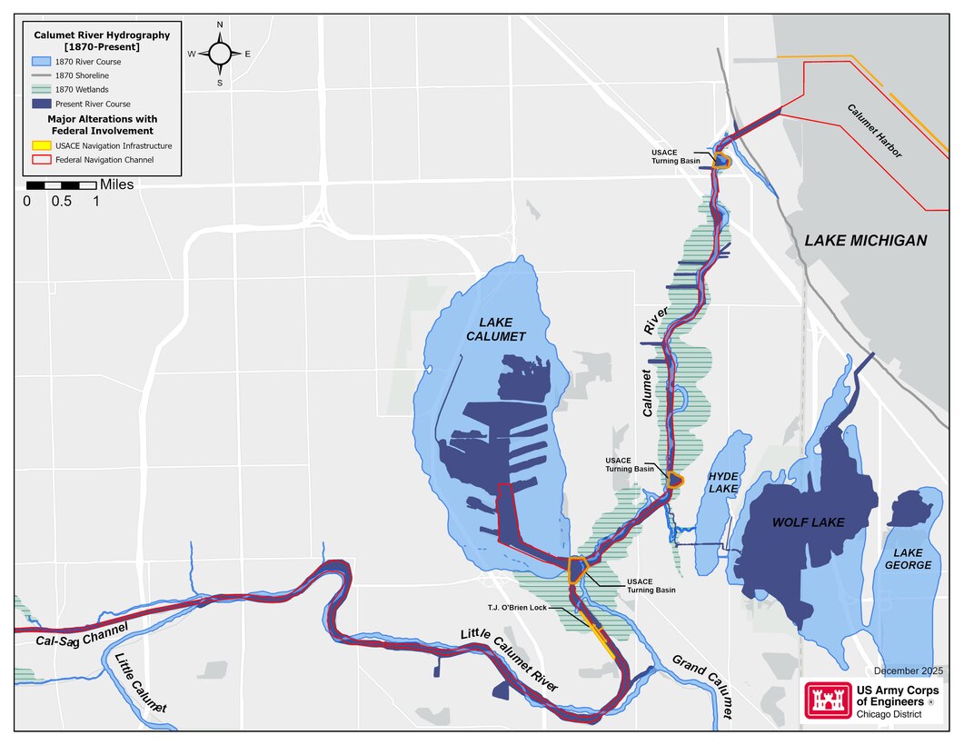 shows historical changes to Chicago River, including by USACE which justifies our investment in CAWS restoration.