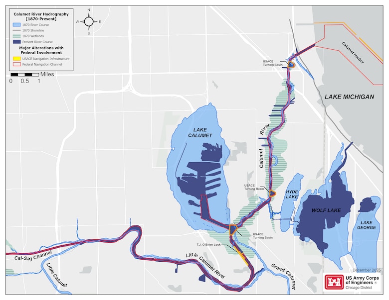 shows historical changes to Chicago River, including by USACE which justifies our investment in CAWS restoration.