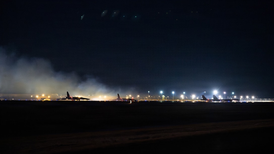 A U.S. Air Force B-52H Stratofortress bomber taxis for takeoff in support of Operation Epic Fury, March 2, 2026. (U.S. Air Force Photo)