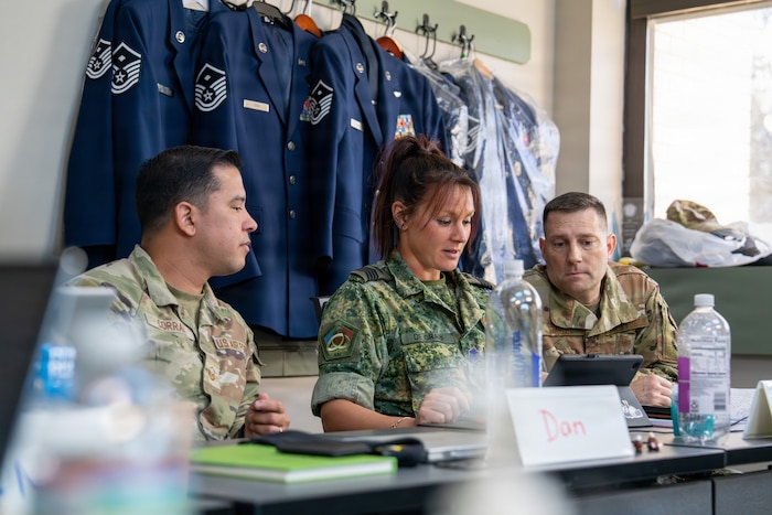 Students attending the Air Force First Sergeant Academy at Air University participate in a classroom discussion on Maxwell Air Force Base, Alabama, March 5, 2026.