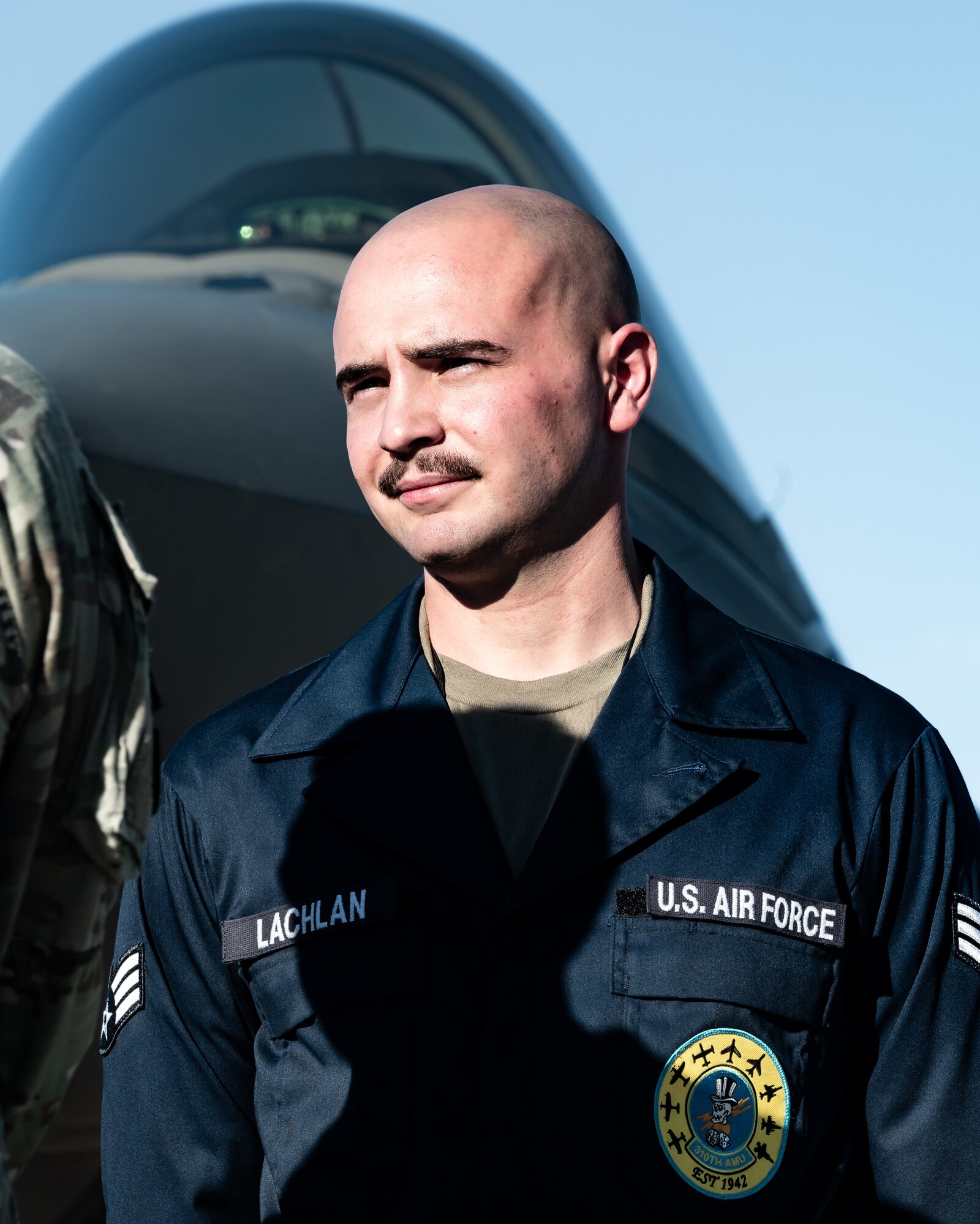 U.S. Air Force Senior Airman Toby Lachlan, 310th Aircraft Maintenance Unit F-35 dedicated crew chief, participates in a DCC competition