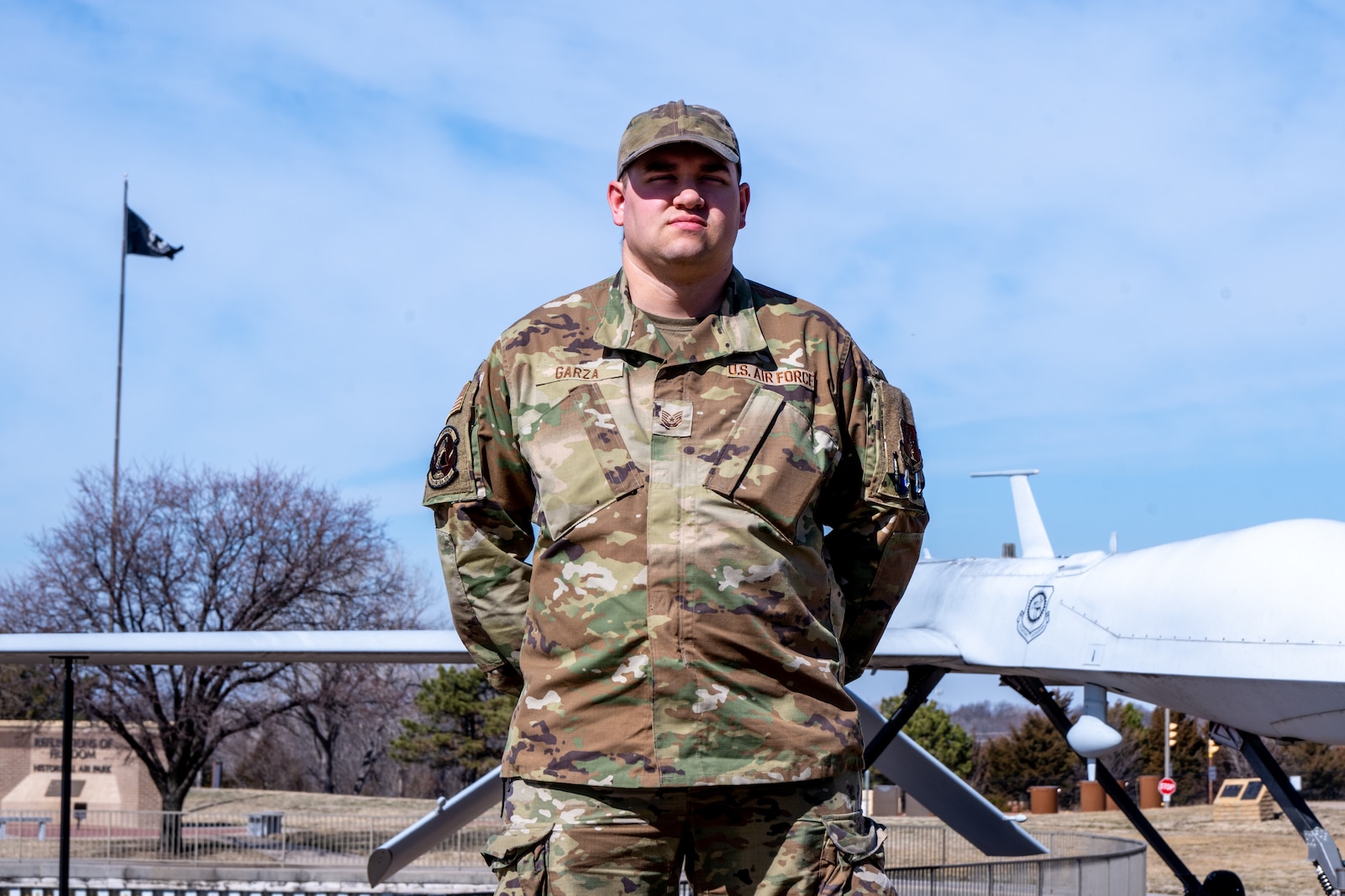 U.S. Air National Guard Tech. Sgt. Chase Garza, assigned to the 184th Wing, Kansas Air National Guard, works with a joint-service team as a crew chief to suppress a wildland fire in western Kansas, Feb. 15-20, 2026. Garza deployed as part of a Kansas National Guard task force, leading a crew of Army Soldiers and an Airman in direct attack and mop-up operations to contain the fire and prevent reignition.