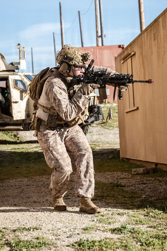 U.S. Navy Lt. Josh Porter, a naval gunfire liaison officer and a Virginia native, assigned to 1st Air Naval Gunfire Liaison Company, I Marine Expeditionary Force Information Group, conducts training during the ANGLICO Basic Course and Basic Skills Package at Marine Corps Base Camp Pendleton, California, Feb. 25, 2026.
