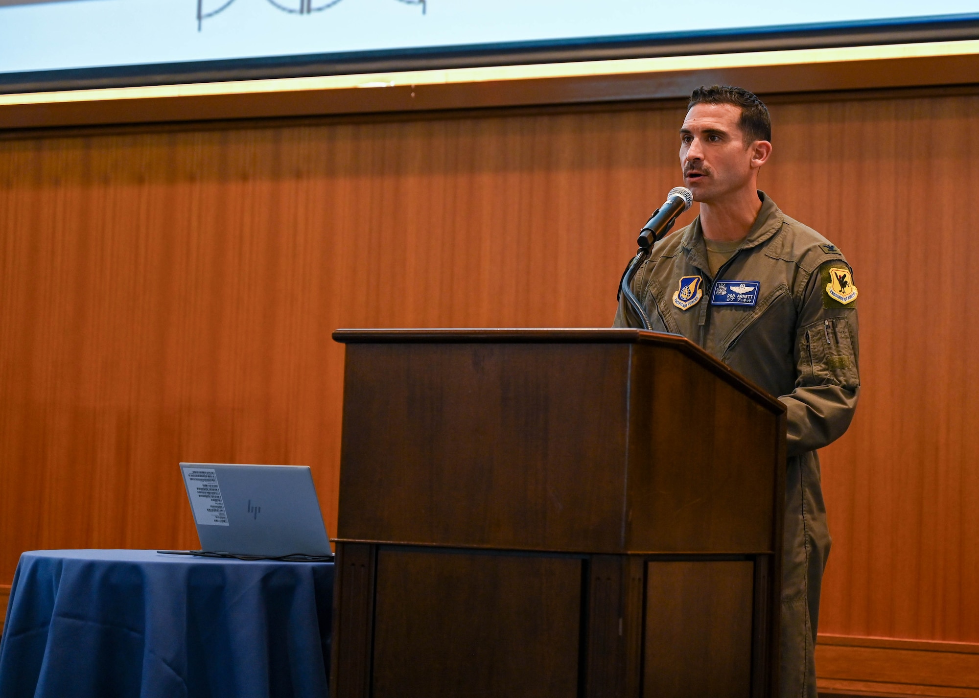 Service member gives speech.