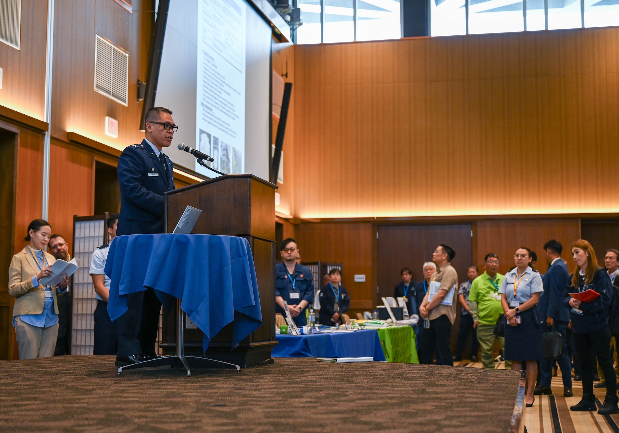 Service members give speech.