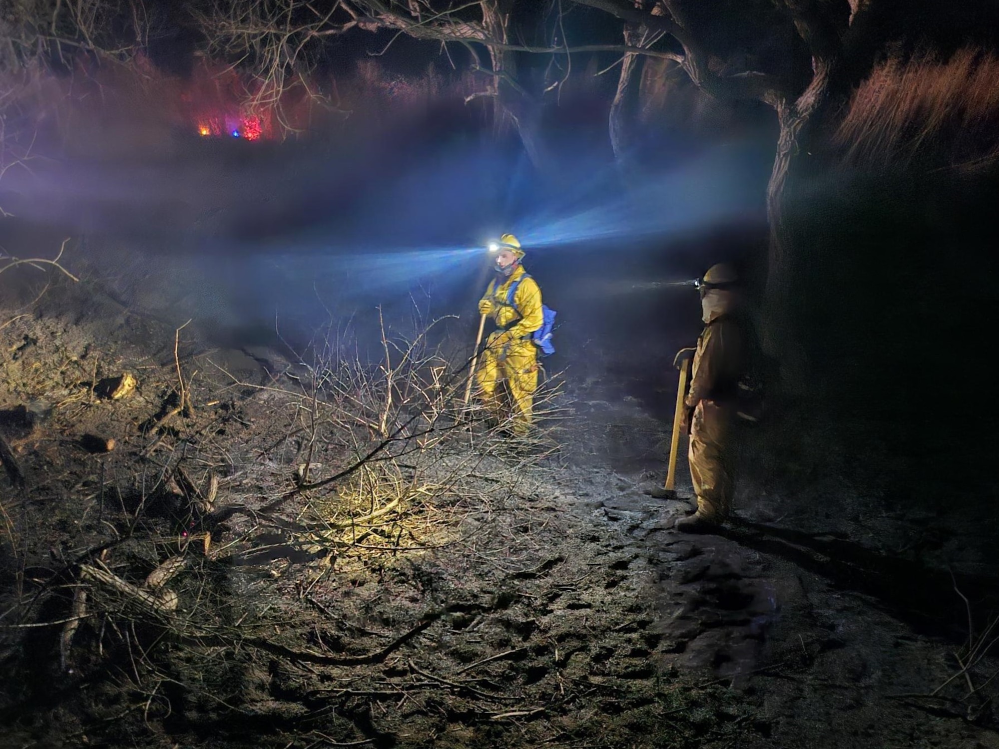 U.S. Air National Guard Tech. Sgt. Chase Garza, assigned to the 184th Wing, Kansas Air National Guard, works with a joint-service team as a crew chief to suppress a wildland fire in western Kansas, Feb. 15-20, 2026. Garza deployed as part of a Kansas National Guard task force, leading a crew of Army Soldiers and an Airman in direct attack and mop-up operations to contain the fire and prevent reignition.