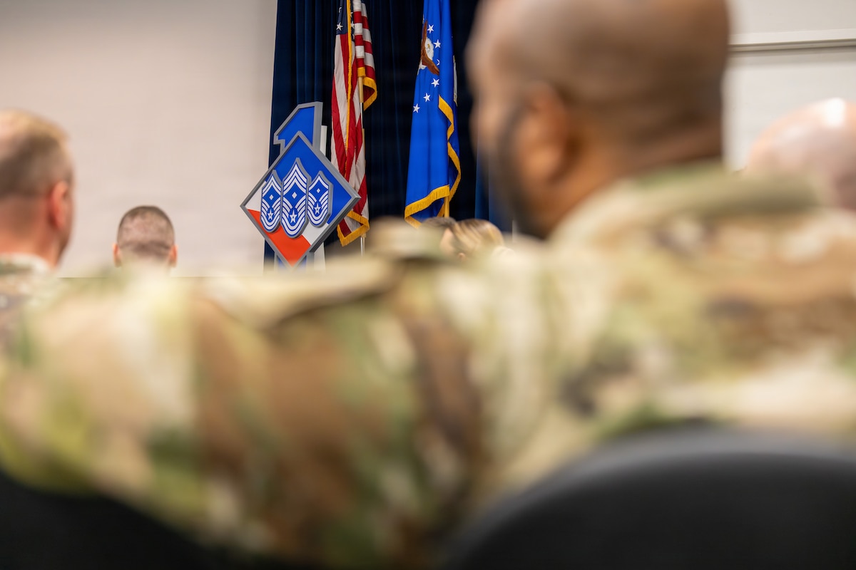 Students attending the Air Force First Sergeant Academy at Air University participate in a classroom discussion on Maxwell Air Force Base, Alabama, March 5, 2026.