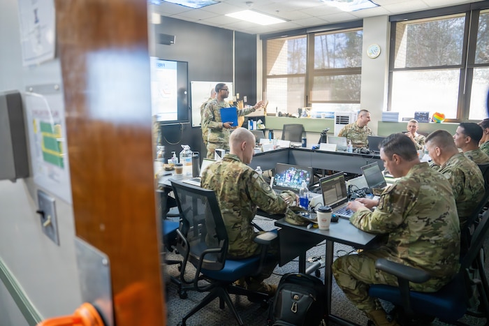 Students attending the Air Force First Sergeant Academy at Air University participate in a classroom discussion on Maxwell Air Force Base, Alabama, March 5, 2026