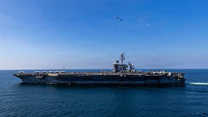 Nimitz-class aircraft carrier USS Abraham Lincoln (CVN 72) sails in support of Operation Epic Fury, March 3, 2026. (U.S. Navy photo)